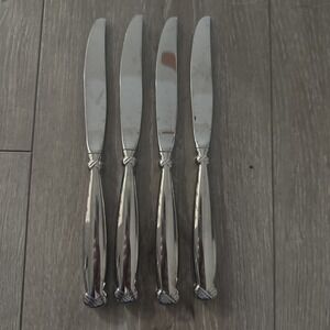 Oneida Rattan Stainless Glossy Dinner Knife USA Silverware Flatware Set of 4